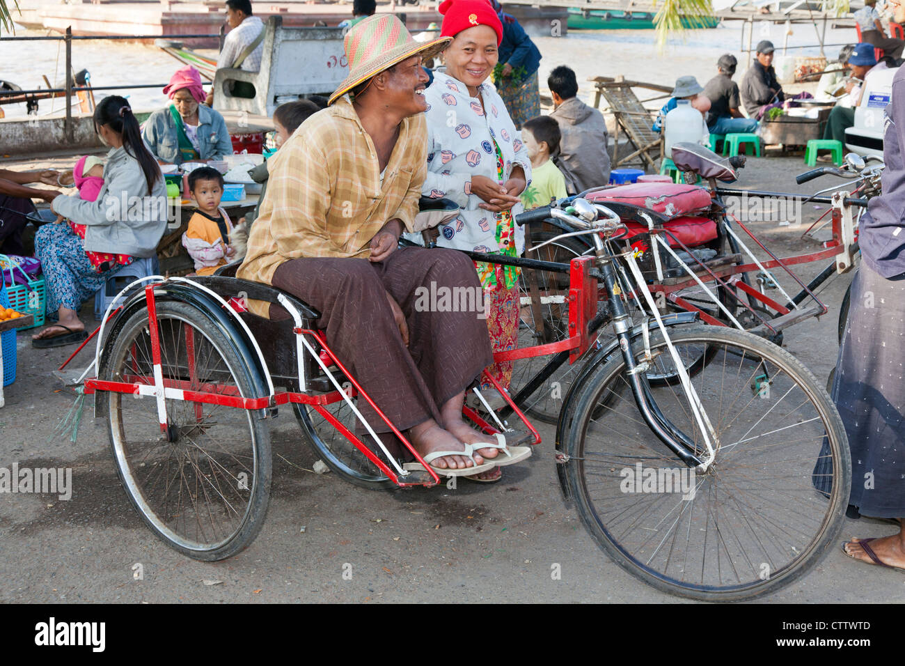 Fahrrad-Taxi, Yangon, Myanmar Stockfoto