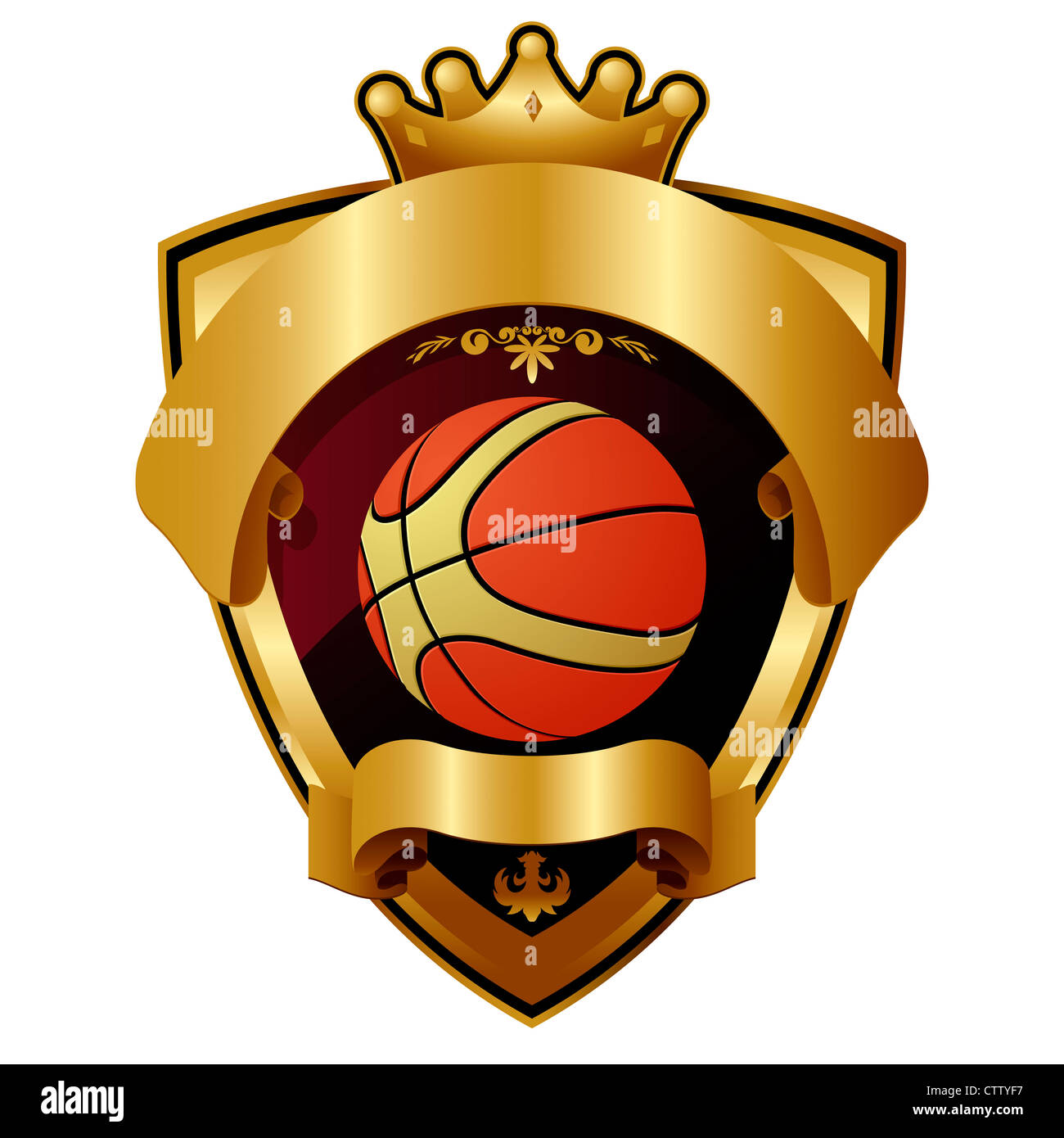 Isolierte Emblem Sport Champion Basketball Stockfoto