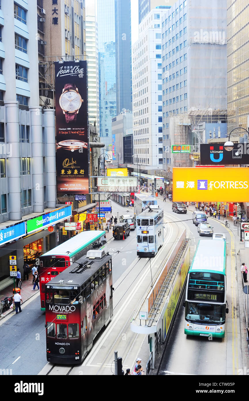 Luftbild auf Straße von Hong Kong. Stockfoto