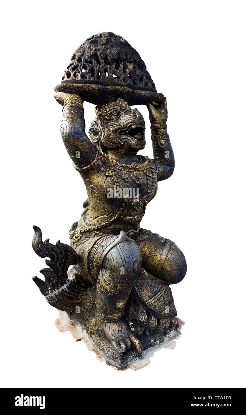 Bronzestatue des Affen in sitzender Haltung. Stockfoto