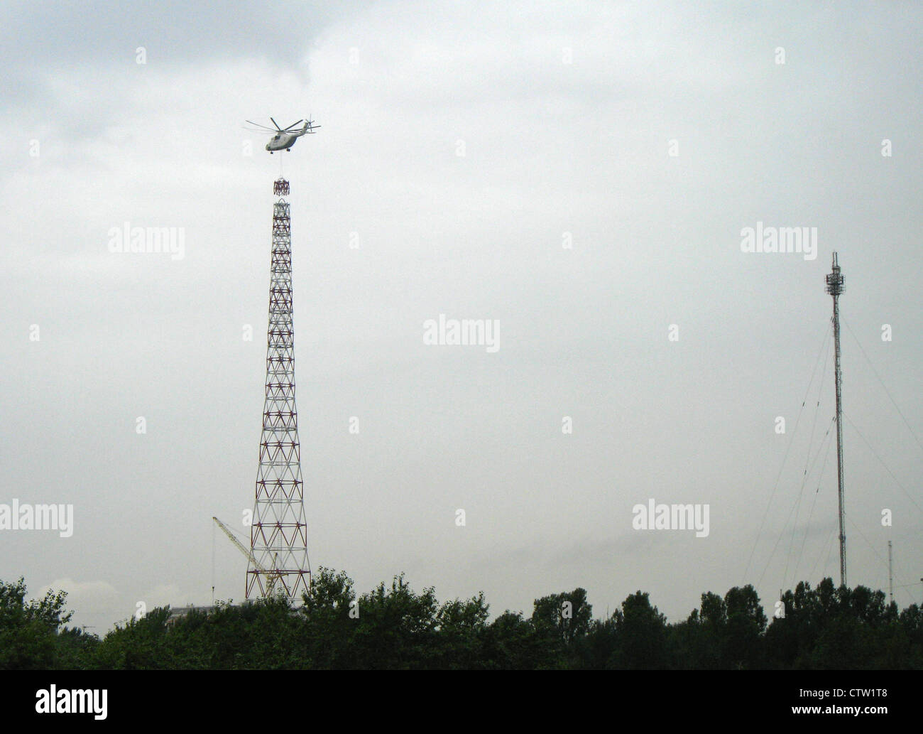 Radio-Fernsehturm des Zentrums Oktjabrskij Radio Gebäude (Moskau, Damian Bednogo Straße 24 Stockfoto