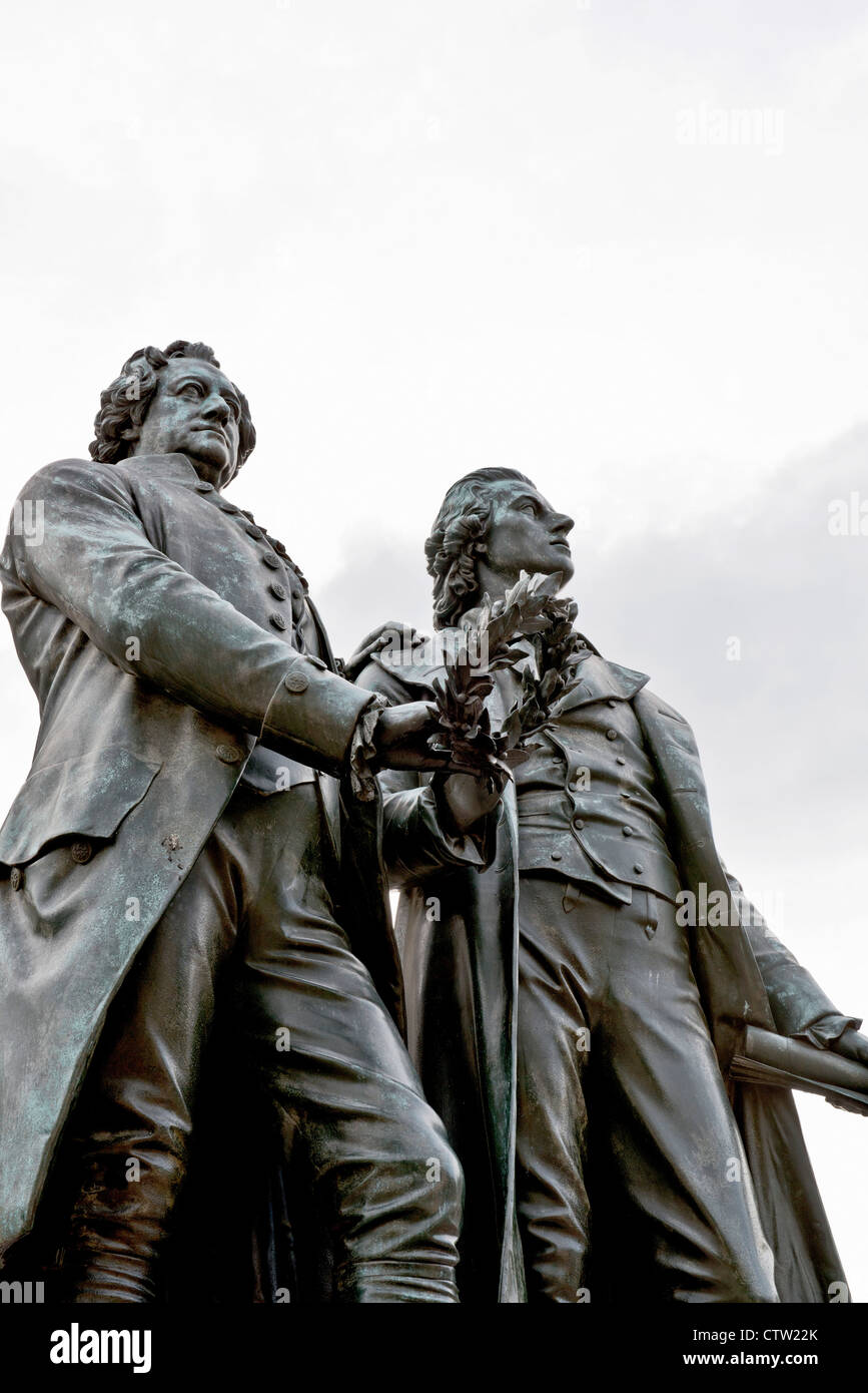 Goethe & Schiller-Denkmal in Weimar Stockfoto