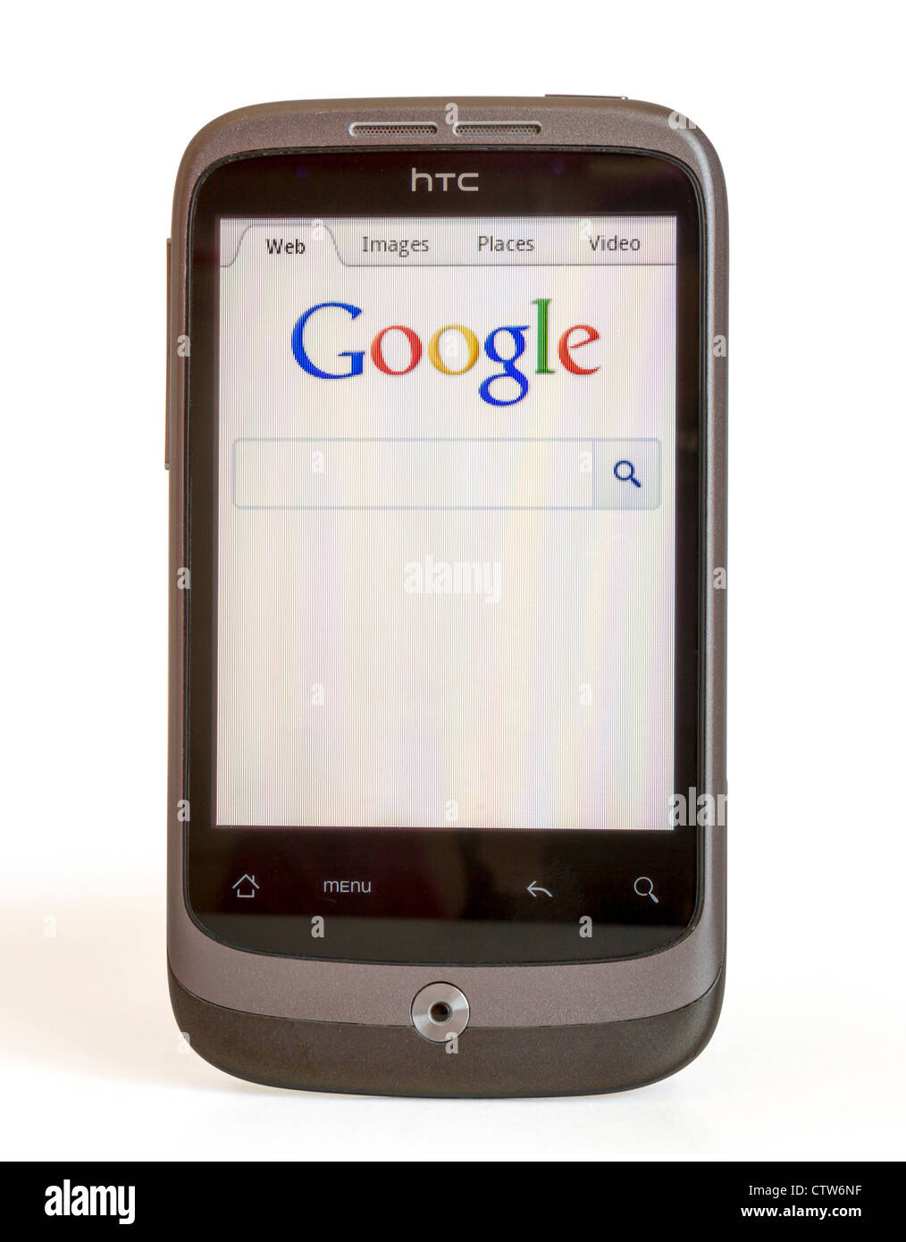 HTC ZEIGT HOME SEITE VON GOOGLE Stockfoto