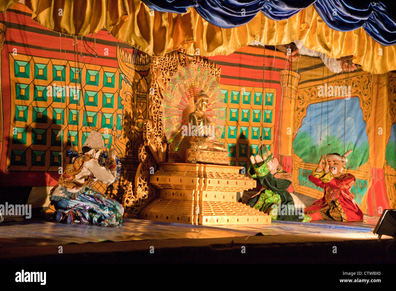 Myanmar, Burma. Bagan. Burmesische Marionetten. Stockfoto