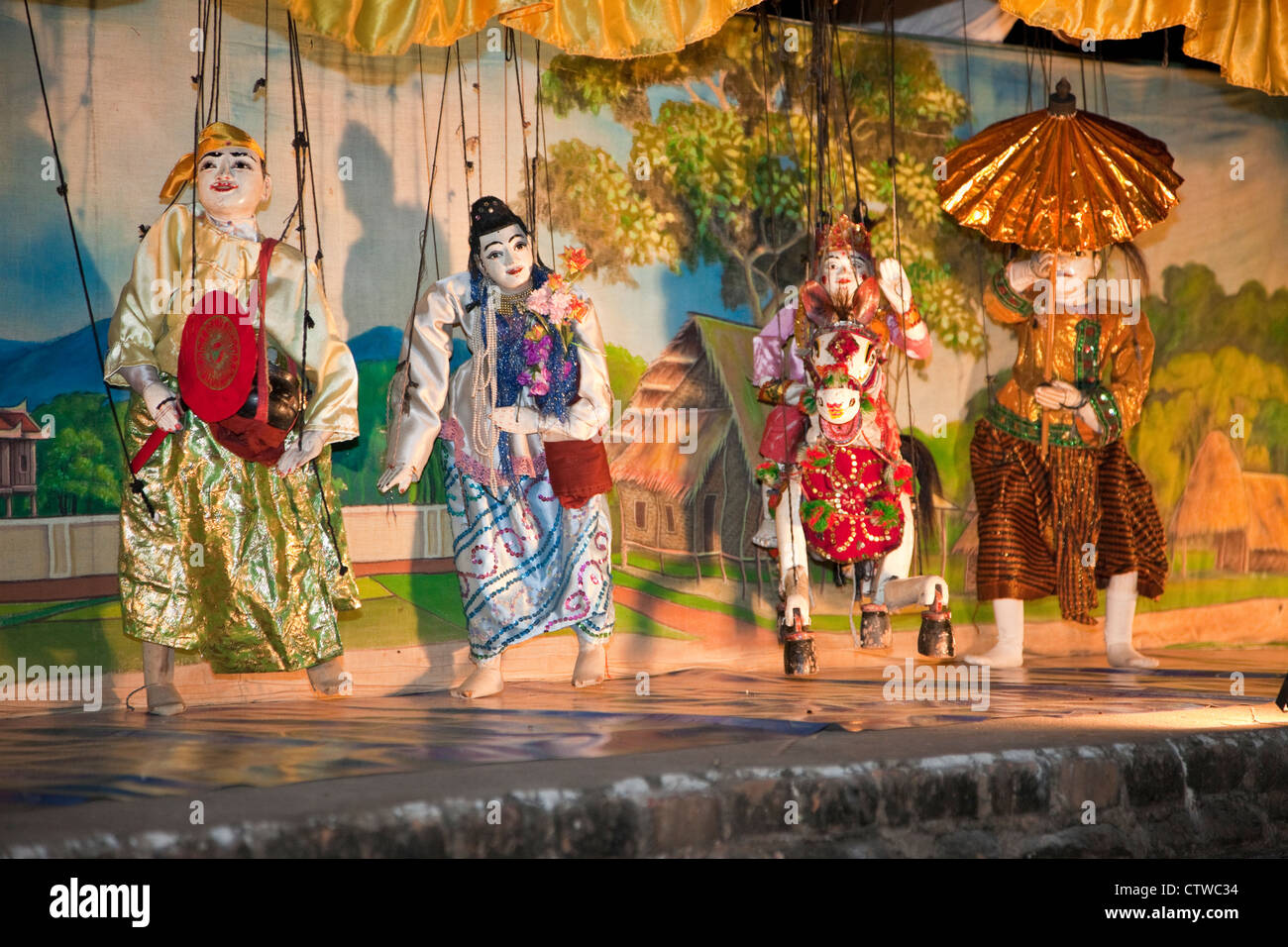 Myanmar, Burma. Bagan. Burmesische Marionetten. Stockfoto