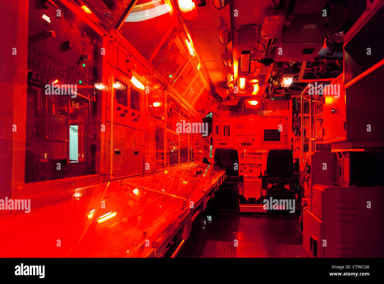 Frankreich, Normandie, Cherbourg, La Cité De La Mer, Bereich Navigation Steuerung des Atom-u-Boots "Le Redoutable" Stockfoto