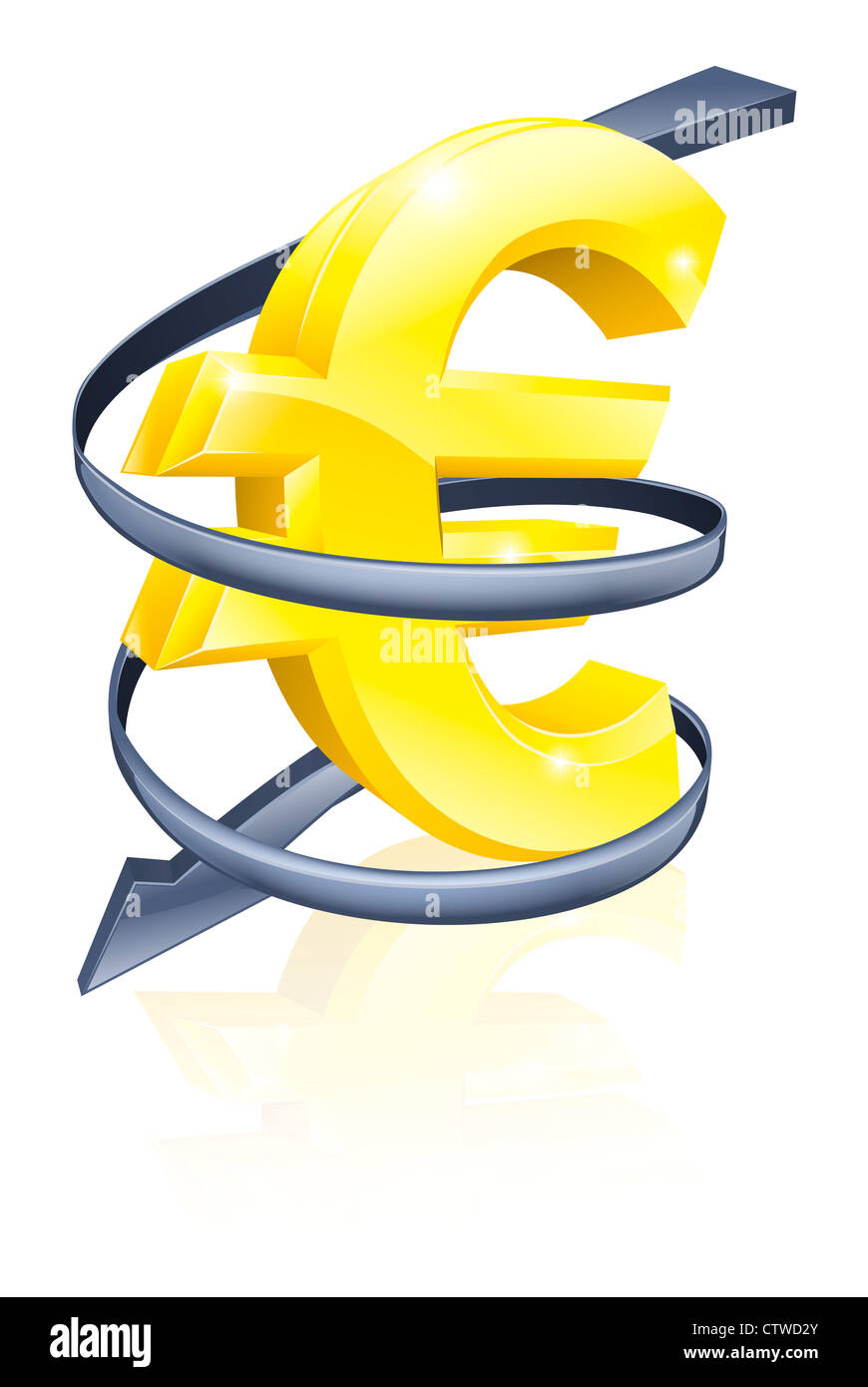 Konzeptionelle Finanzen oder Wirtschaft Konzept der Preisverfall des Euro-Wechselkurses oder nur fallende Gewinne Stockfoto