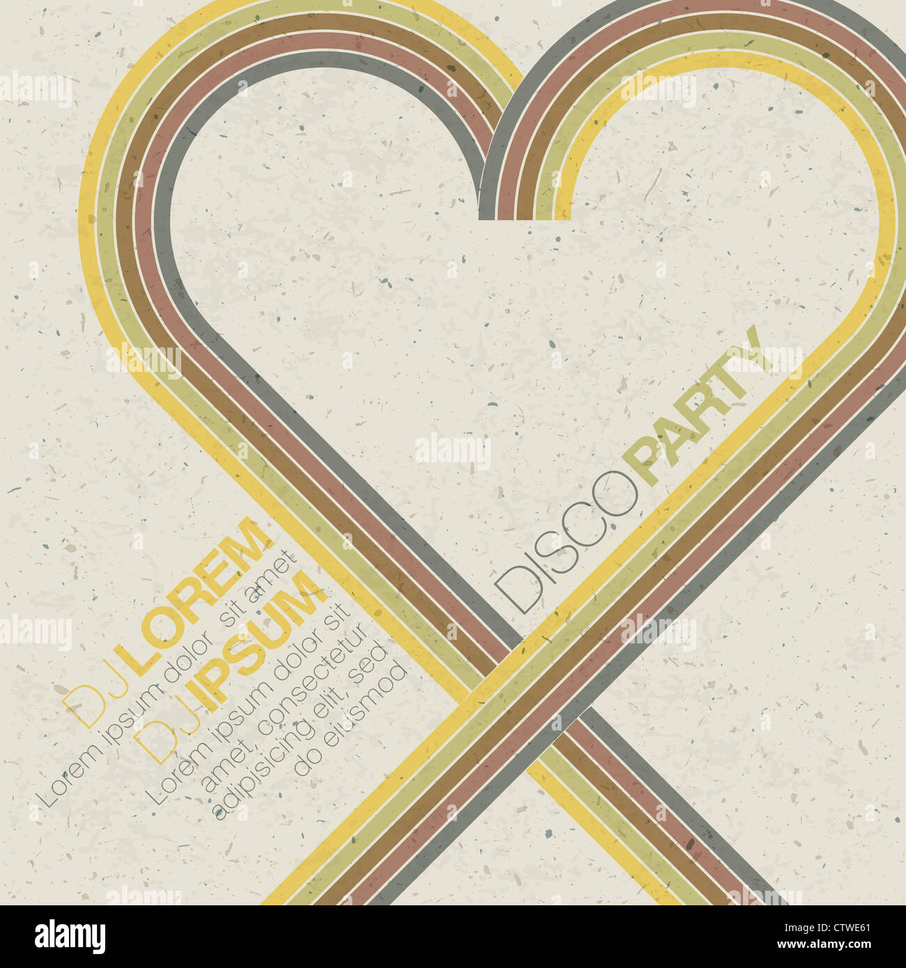 Vintage Disco-Party-Einladung mit Herz geformten Linien. Abstrakte Flayer design Stockfoto