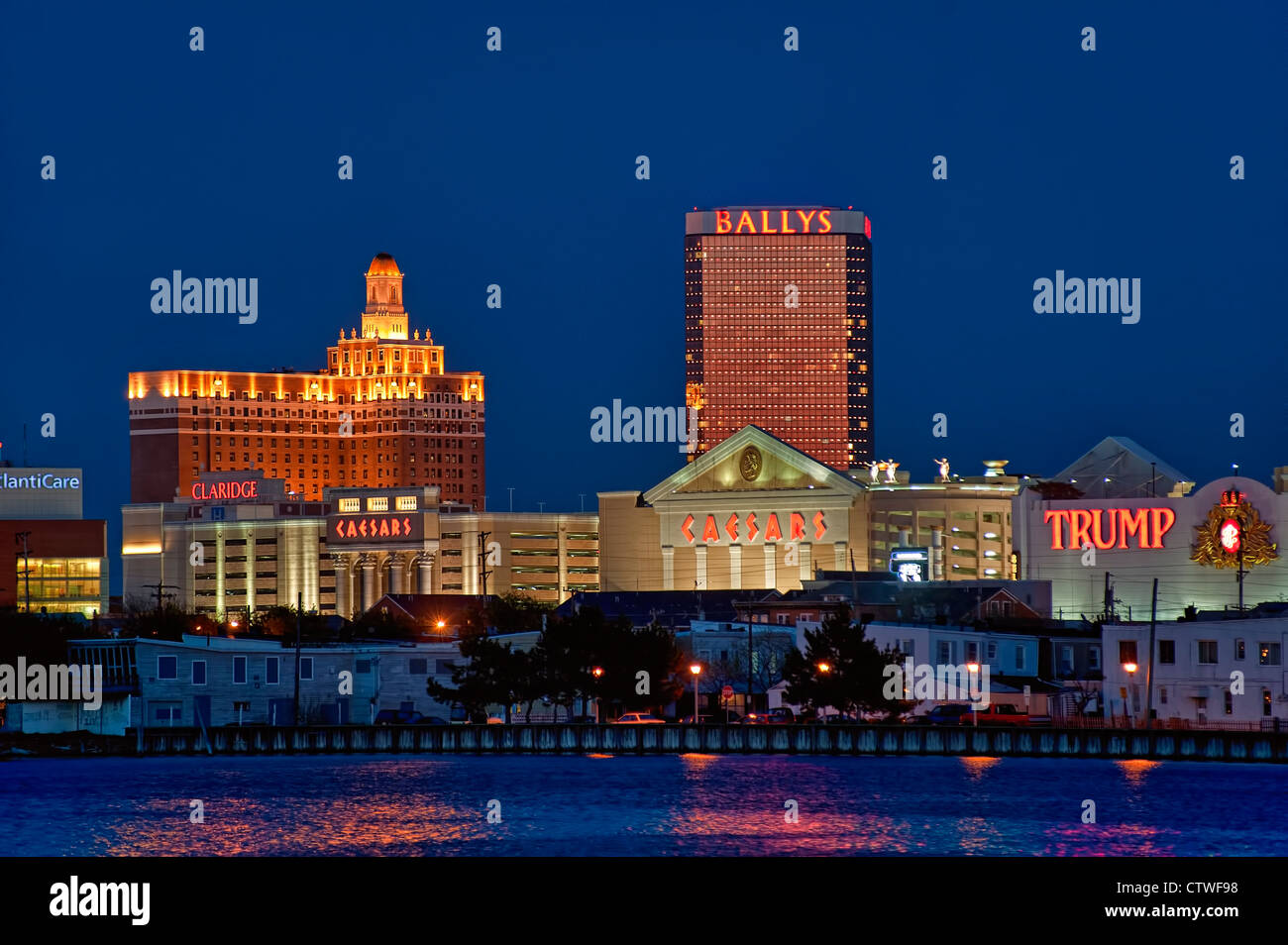 Atlantic City Skyline bei Nacht, AC, New Jersey, New Jersey, USA Stockfoto