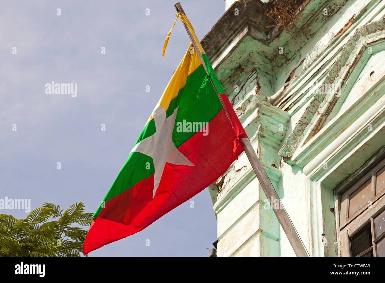 Myanmar Flagge, Yangon Stockfoto