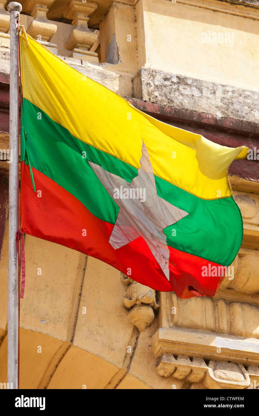 Myanmar Flagge, Yangon Stockfoto