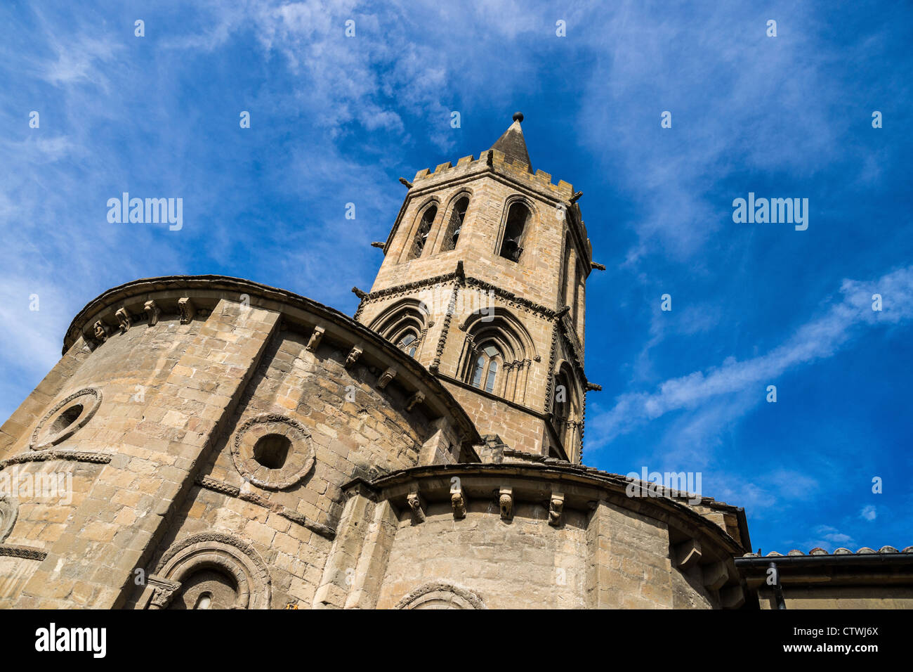 Kirche Santa María la Real in der mittelalterlichen Stadt Sangüesa in Navarra, Spanien Stockfoto