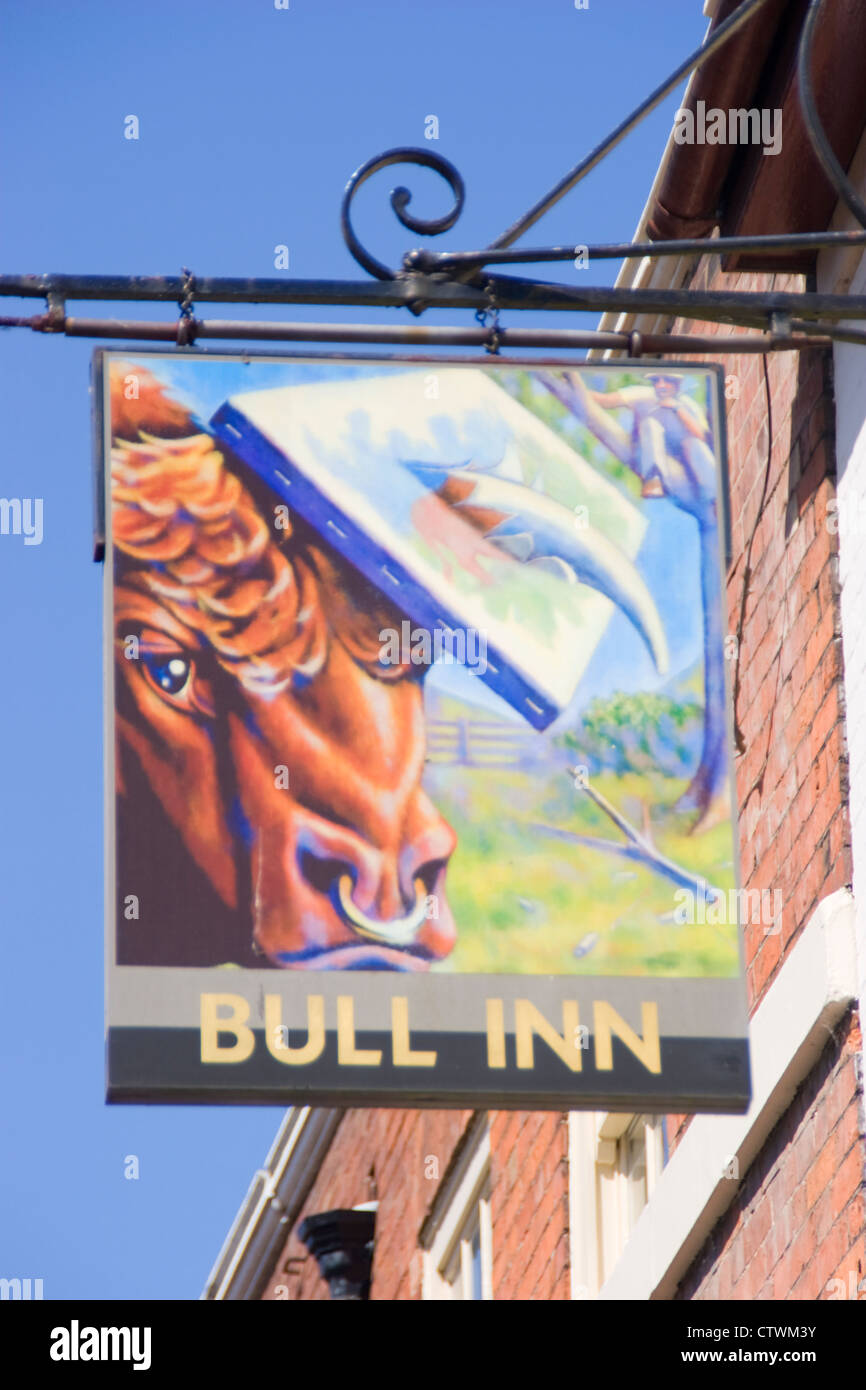 Bull Inn Zeichen Shrewsbury Shropshire England UK Stockfoto