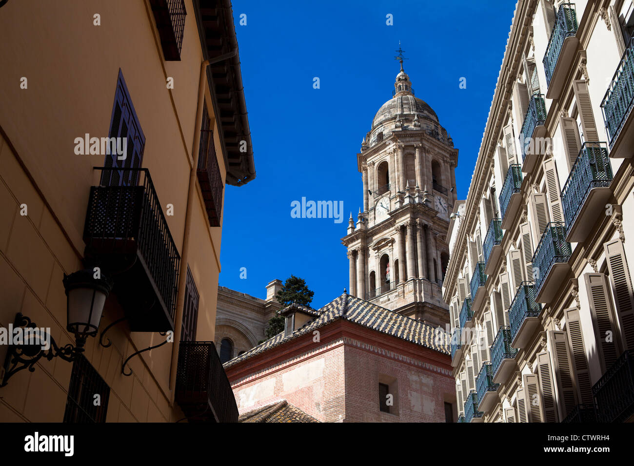 Kathedrale von Malaga Straße Costa Del Sol Spanien Stockfoto