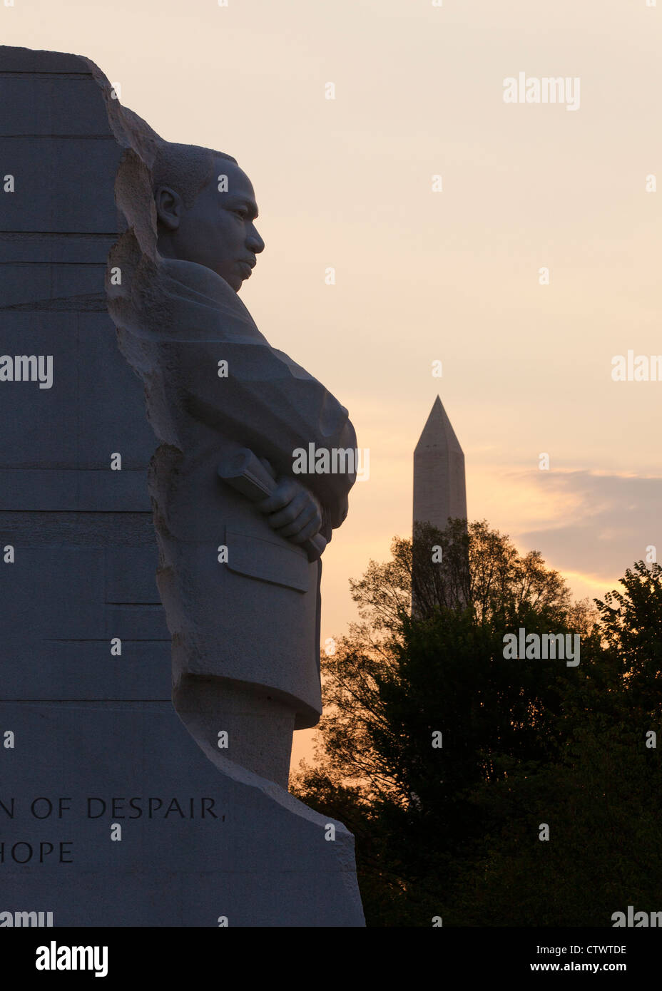 Martin Luther King Memorial Silhouette - Washington, DC Stockfoto
