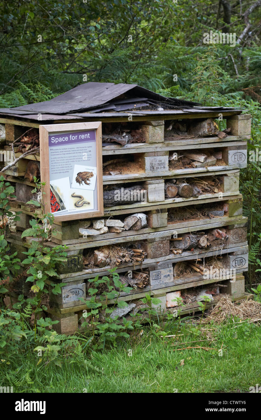 Raum zu vermieten - Tierwelt-Stack, eine Tier-und Pflanzenwelt-freundliche Weise, Reptilien, Amphibien, Kleinsäuger, Insekten in den Garten zu gewinnen Stockfoto