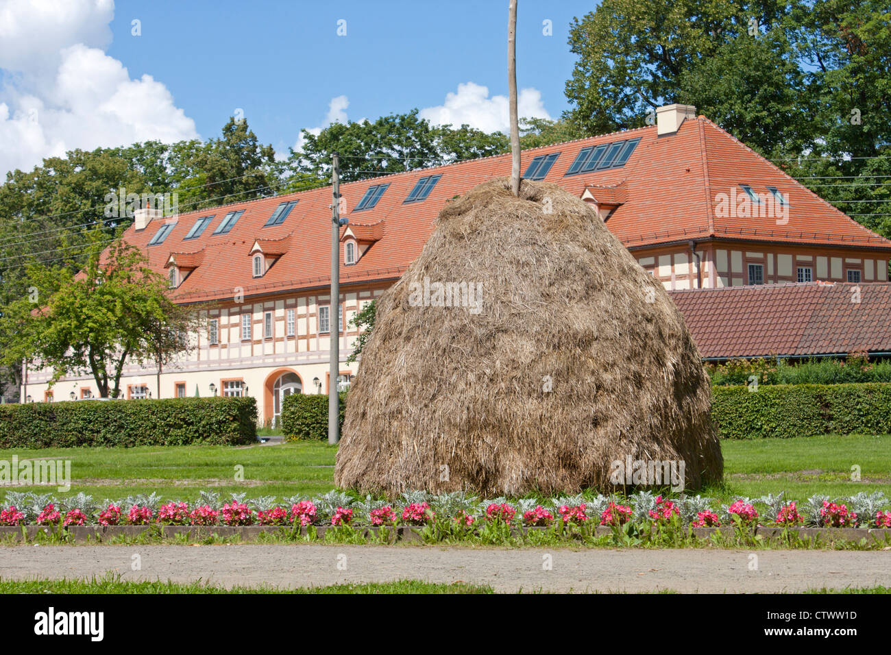 Heuhaufen in Lübbenau, Spreewald, Brandenburg, Deutschland Stockfoto