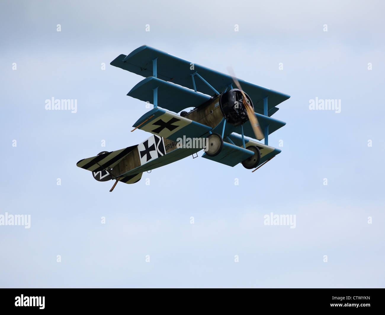 Replikat Fokker Dr.1 Dreidecker deutschen Weltkrieg Dreidecker bei Flying Legends Airshow fliegen Stockfoto