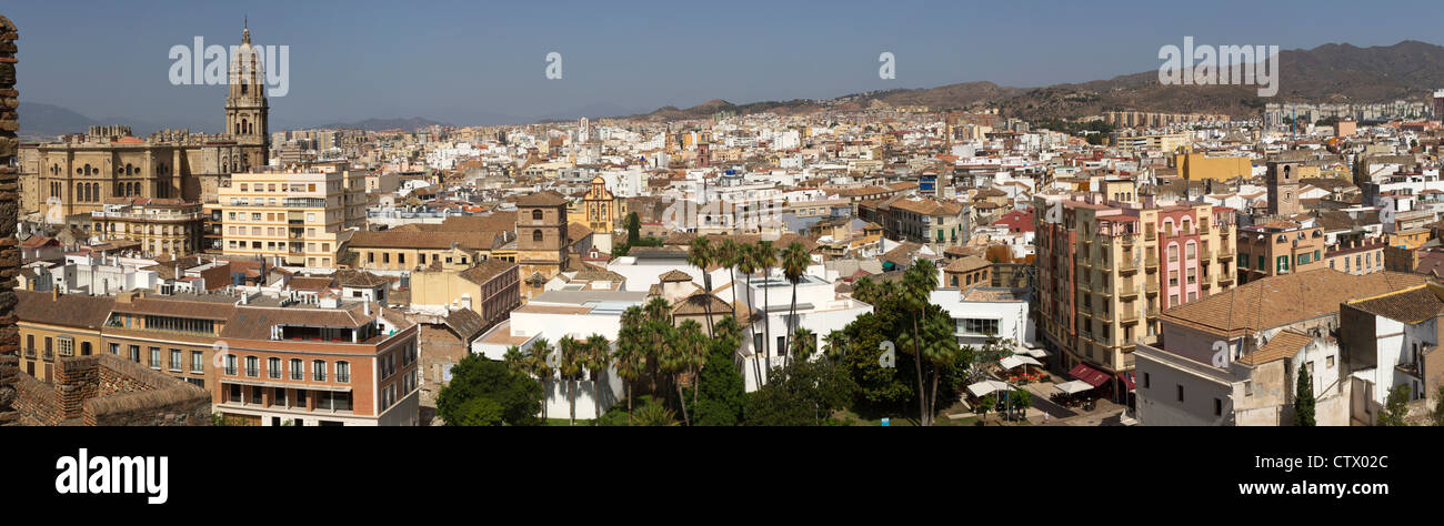 Panoramablick über die Altstadt von Malaga Spanien Stockfoto