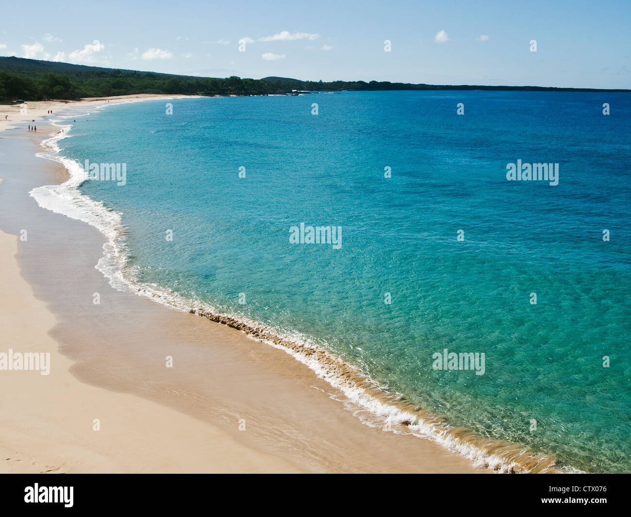 Blickte auf Makena State Park (Big Beach) und Ahhi Bay. Stockfoto