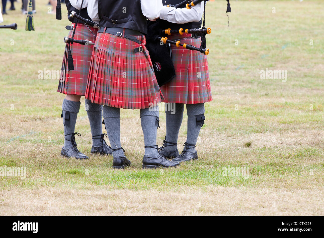 Dudelsackspieler in schottischer Highland Kleid bei der 66. jährlichen Pacific Northwest schottischen Highland Games und Clan Gathering Stockfoto