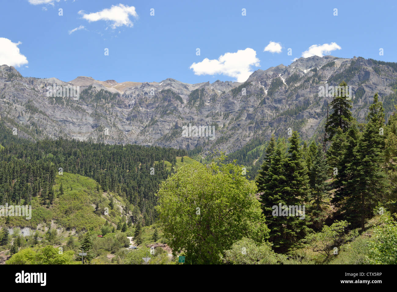 San Miguel Berge auf den Million Dollar Highway zwischen Ouray und Silverton in Colorado Stockfoto