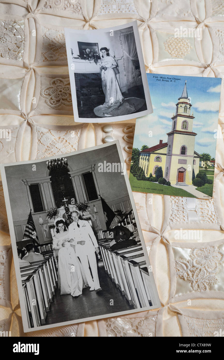 Stillleben Fotos und Postkarten von militärischen Hochzeit, dem zweiten Weltkrieg Stockfoto
