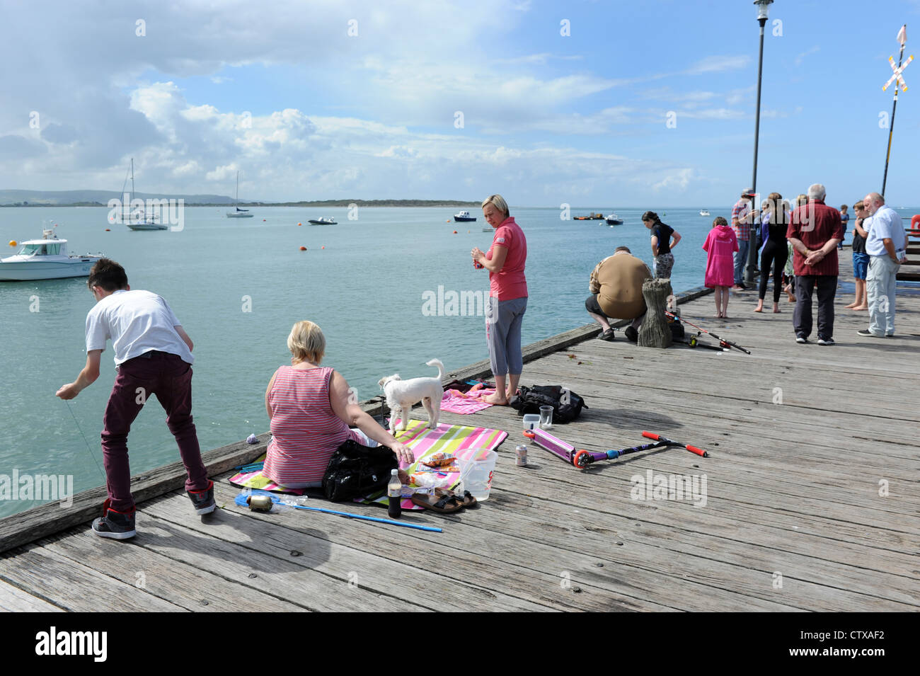 Krabbe Angeln in Aberdovey Badeort Wales Uk Stockfoto