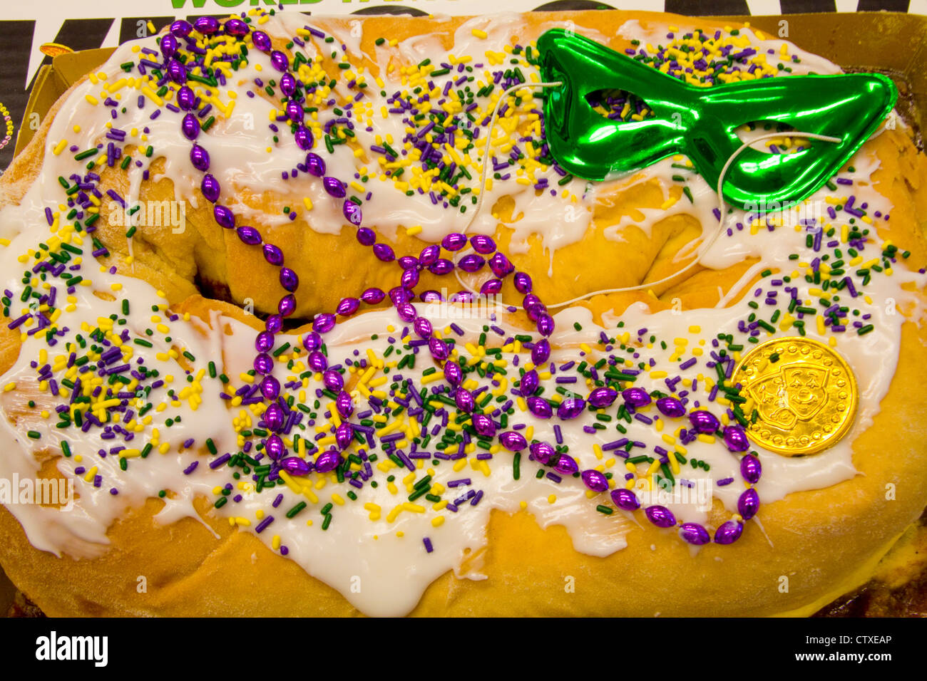 König Cake, Fasching/Karneval, Louisiana, USA Stockfoto