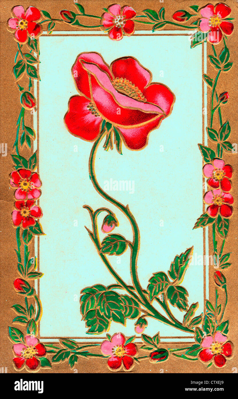 Vintage Karte mit Rose Stockfoto