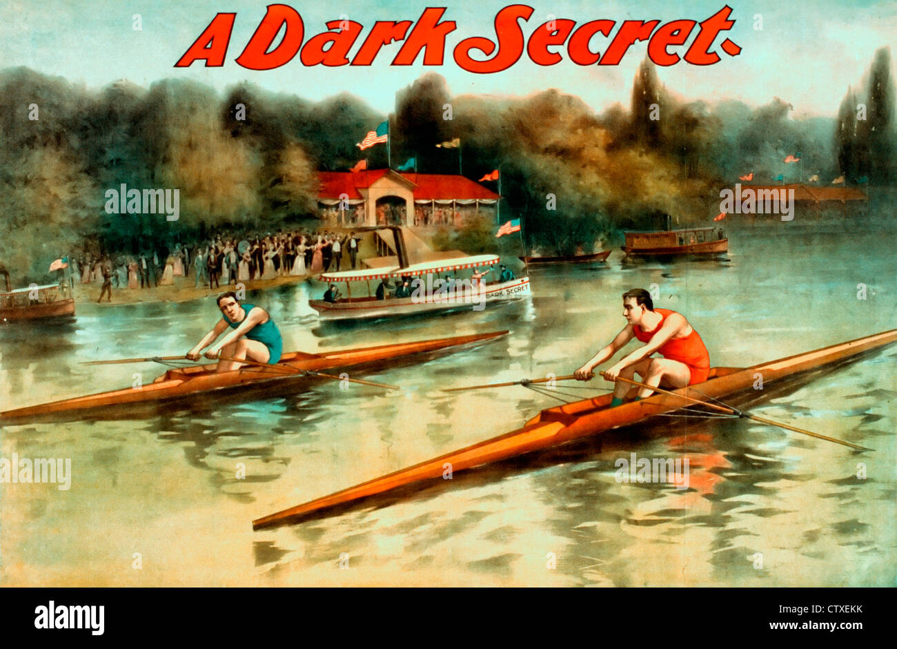 Ein dunkles Geheimnis - Vintage theatralische Plakat um 1900 Stockfoto