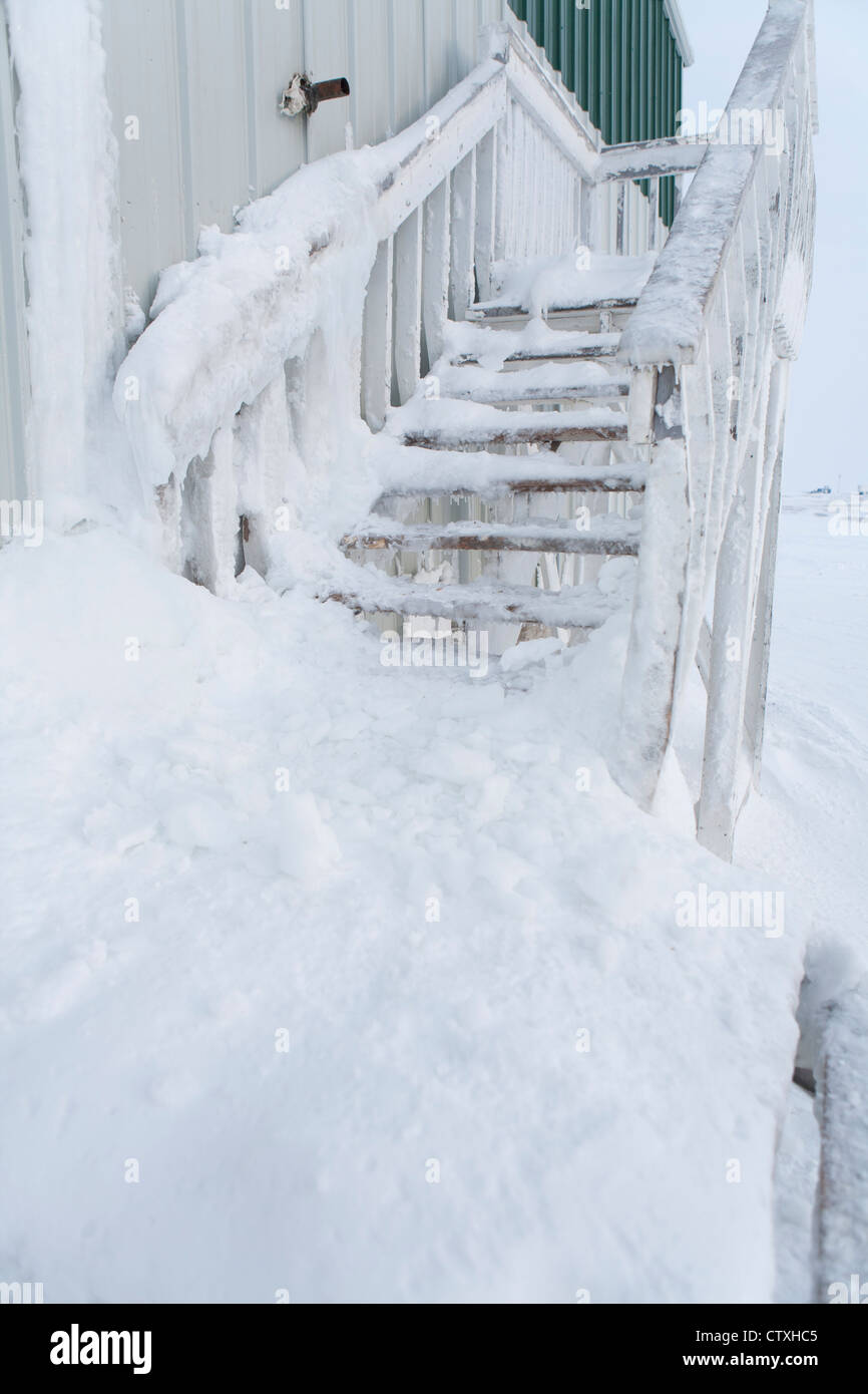 gefrorene Treppen auf die northpolce Stockfoto