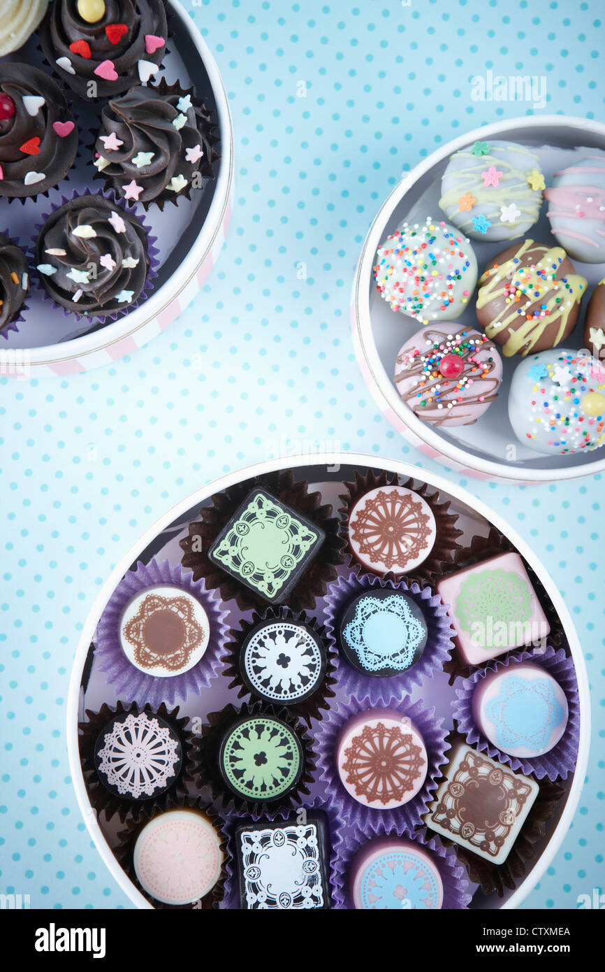 Schokolade und Kuchen Geschenk-Paket Stockfoto