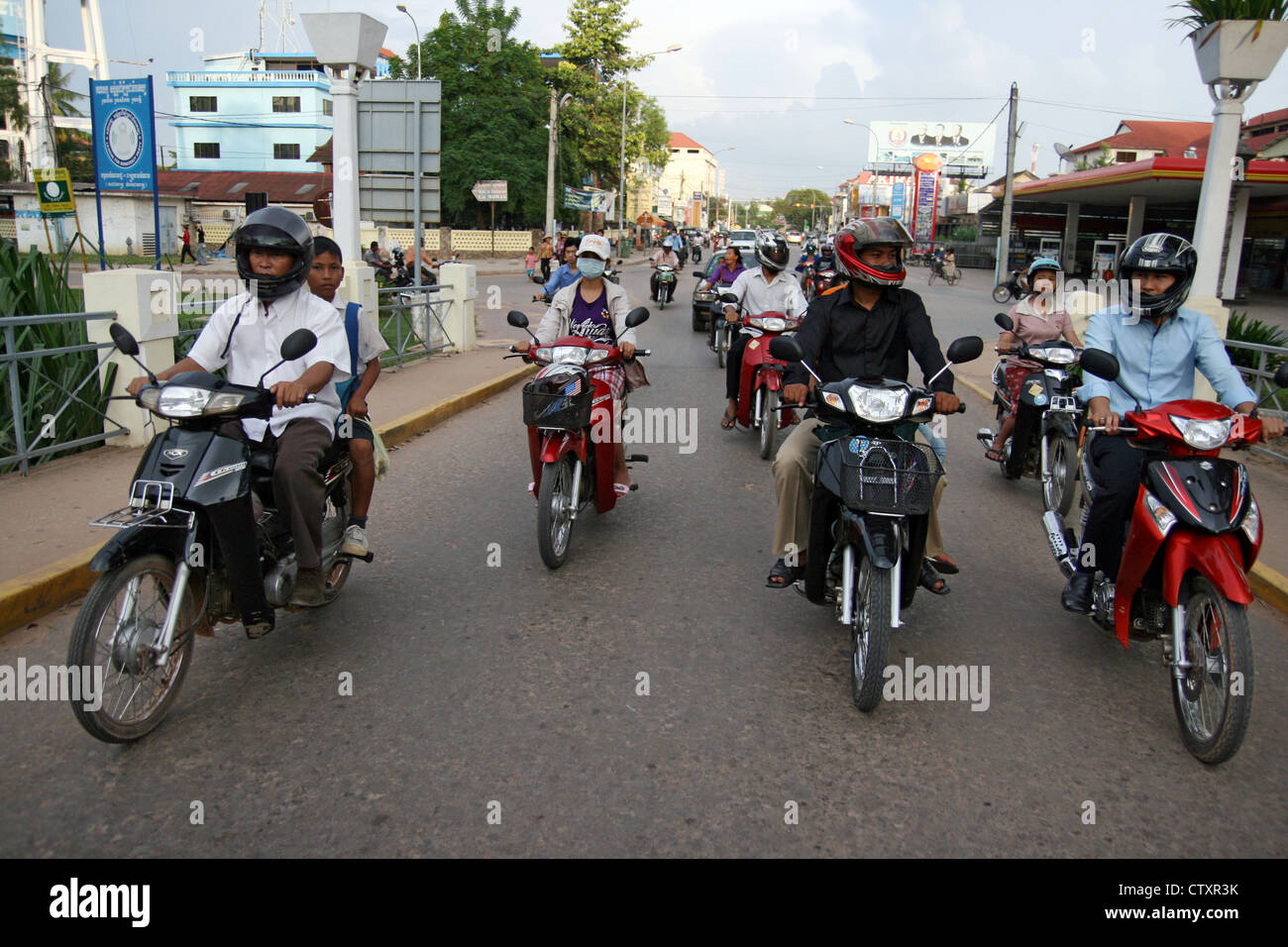 Motorräder in Siem Reap. Kambodscha Stockfoto