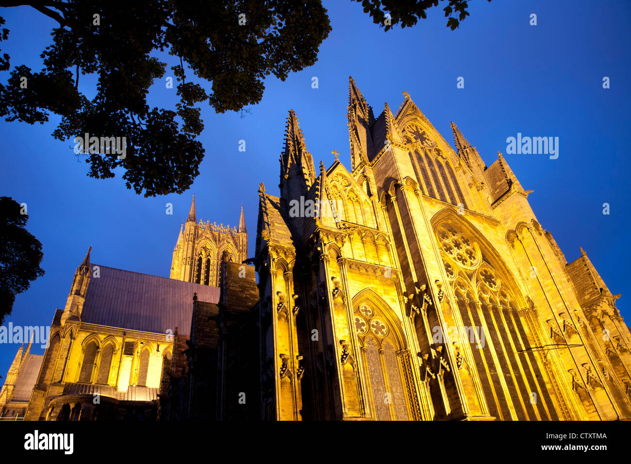 Lincoln Kathedrale bei Nacht Stockfoto