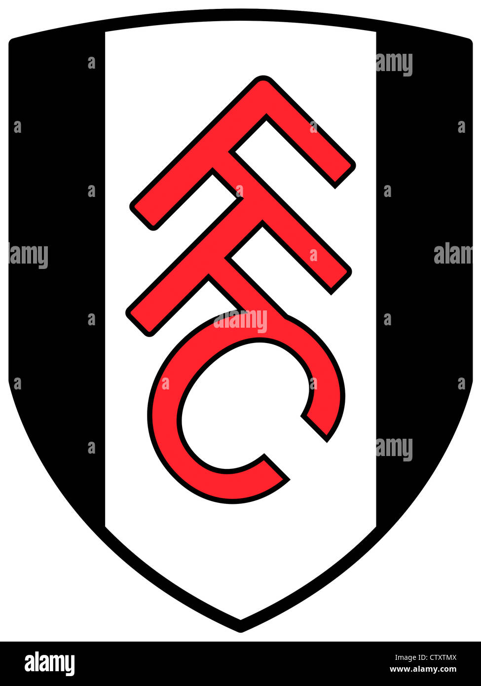 Logo der englischen Fußballmannschaft Fulham Football Club FFC. Stockfoto
