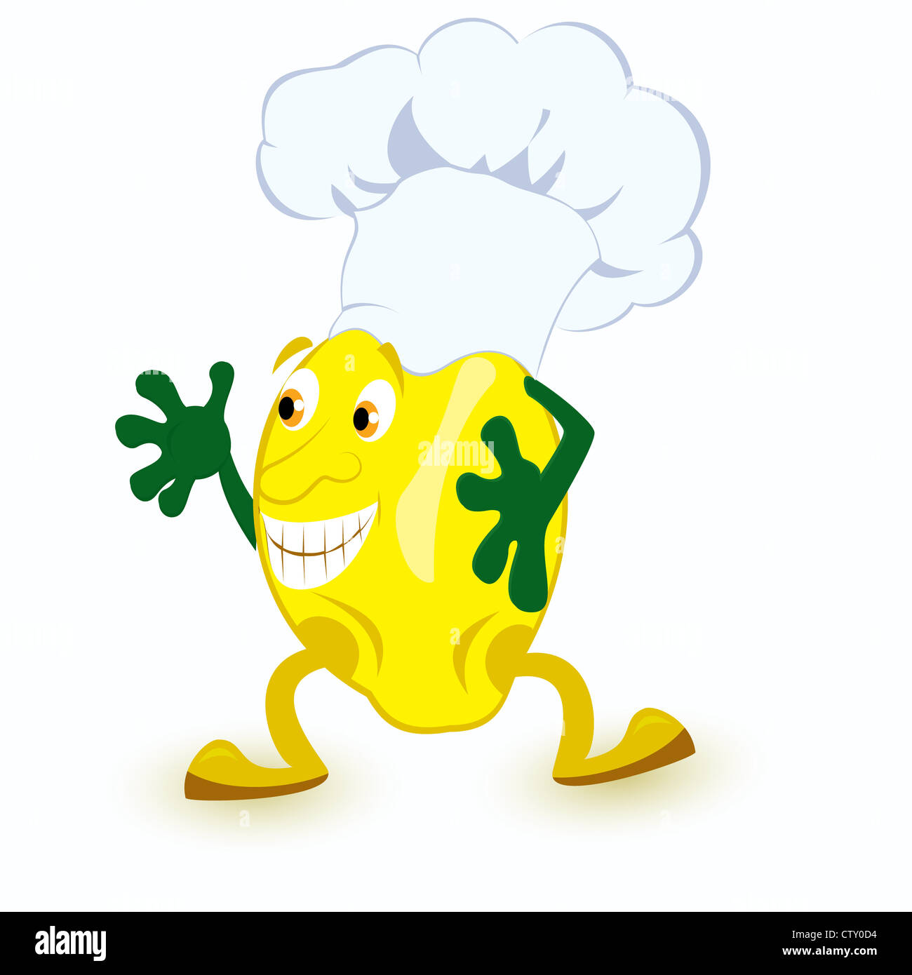 Zitrone-Cartoon-Figur in Koch Hut-Vektor-illustration Stockfoto