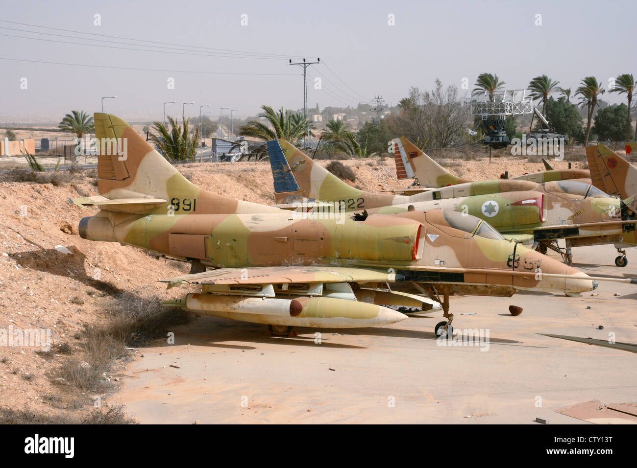 Israelische Luftwaffe A-4 Skyhawk im hatzerim Airbase Stockfoto