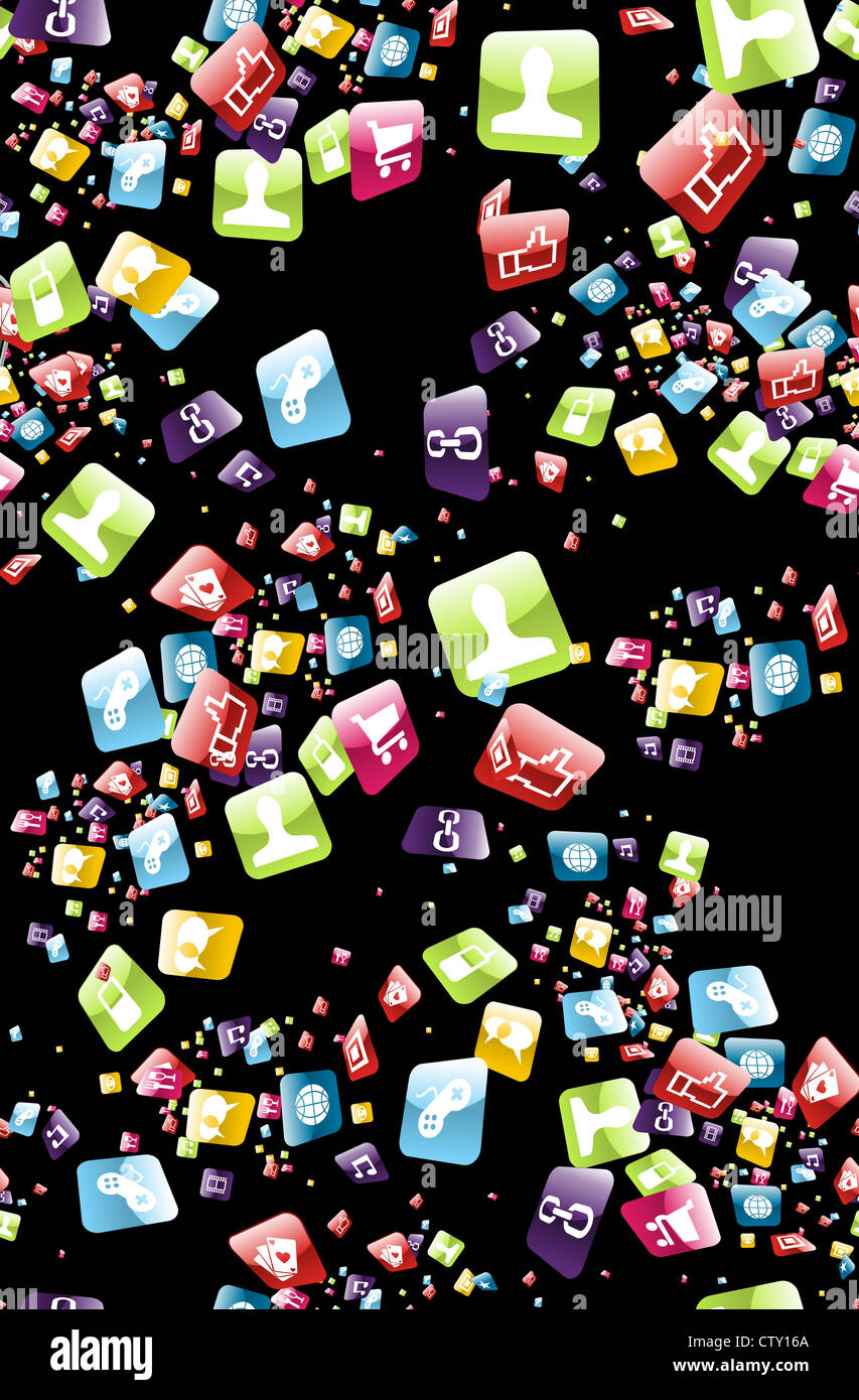 Mobile app Symbole Musterdesign Hintergrund. Vektor-Datei geschichtet für einfache Handhabung und Anpassung. Stockfoto