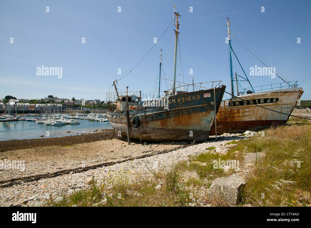 Schiffswrack in Camaret Sur Mer, Bretagne, Frankreich Stockfoto