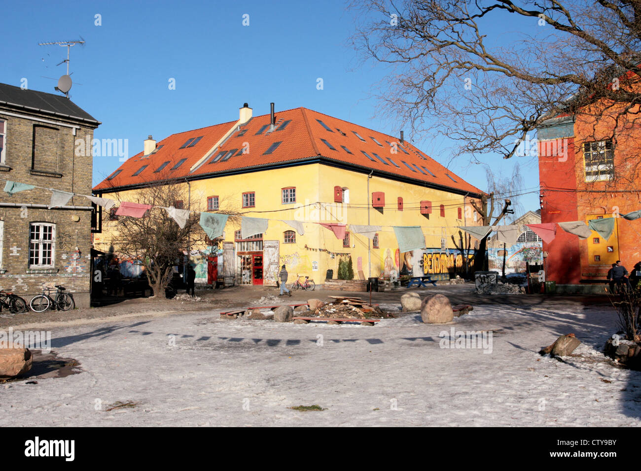 Gemeinde von Christiania auch bekannt als Freetown Christiania, Kopenhagen, Dänemark. Stockfoto