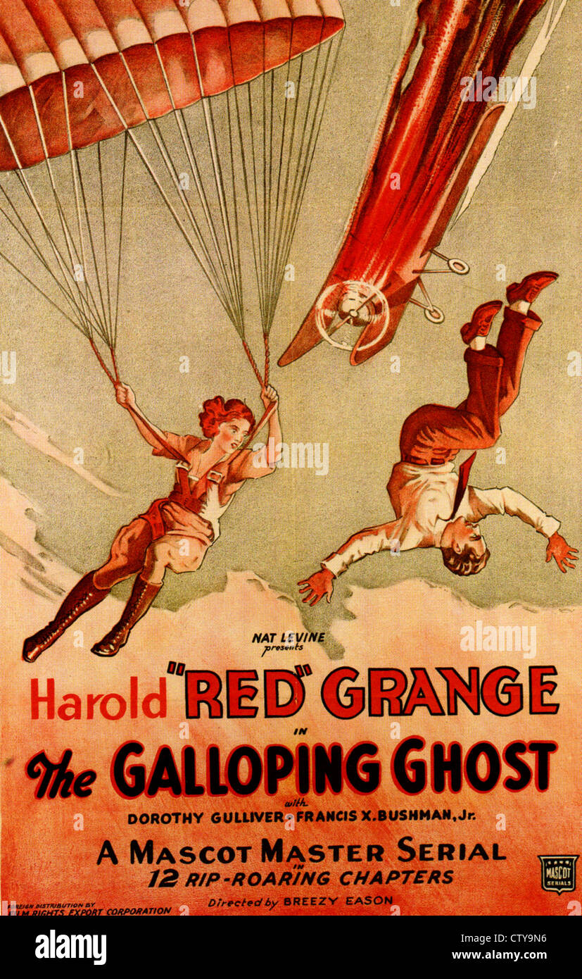 Das GALLOPING GHOST-Plakat für 1931 Maskottchen serielle mit Harold Grange Stockfoto