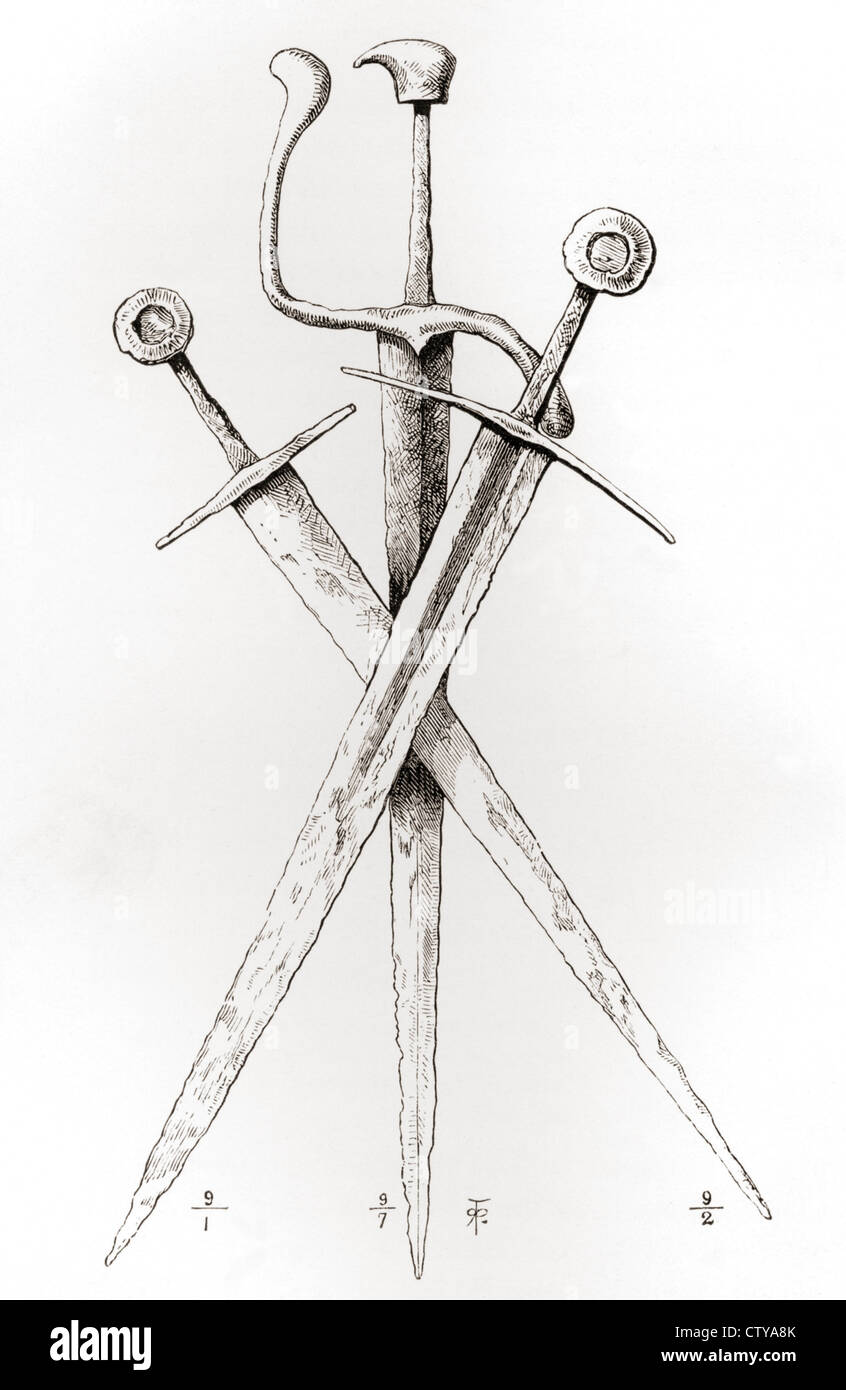 13. oder 14. Jahrhundert Schwerter. Stockfoto