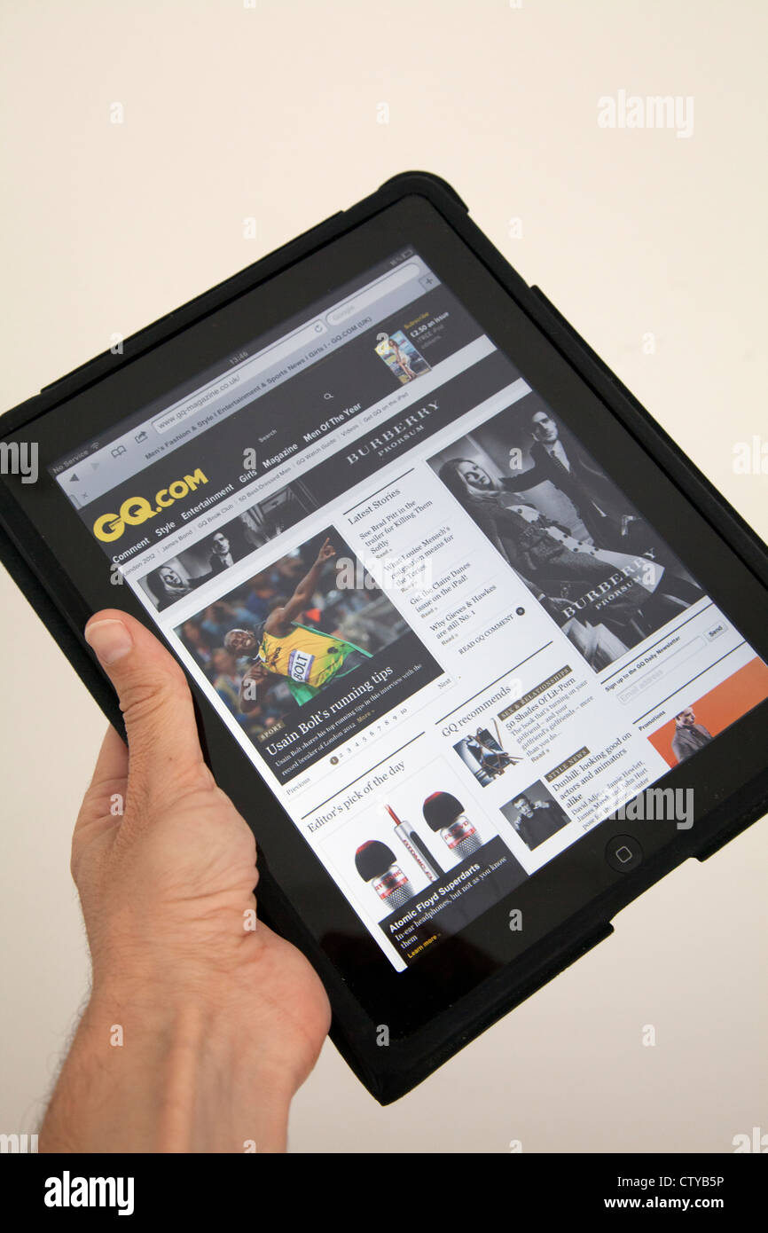 GQ-Seite im Web gesehen auf dem iPad Stockfoto