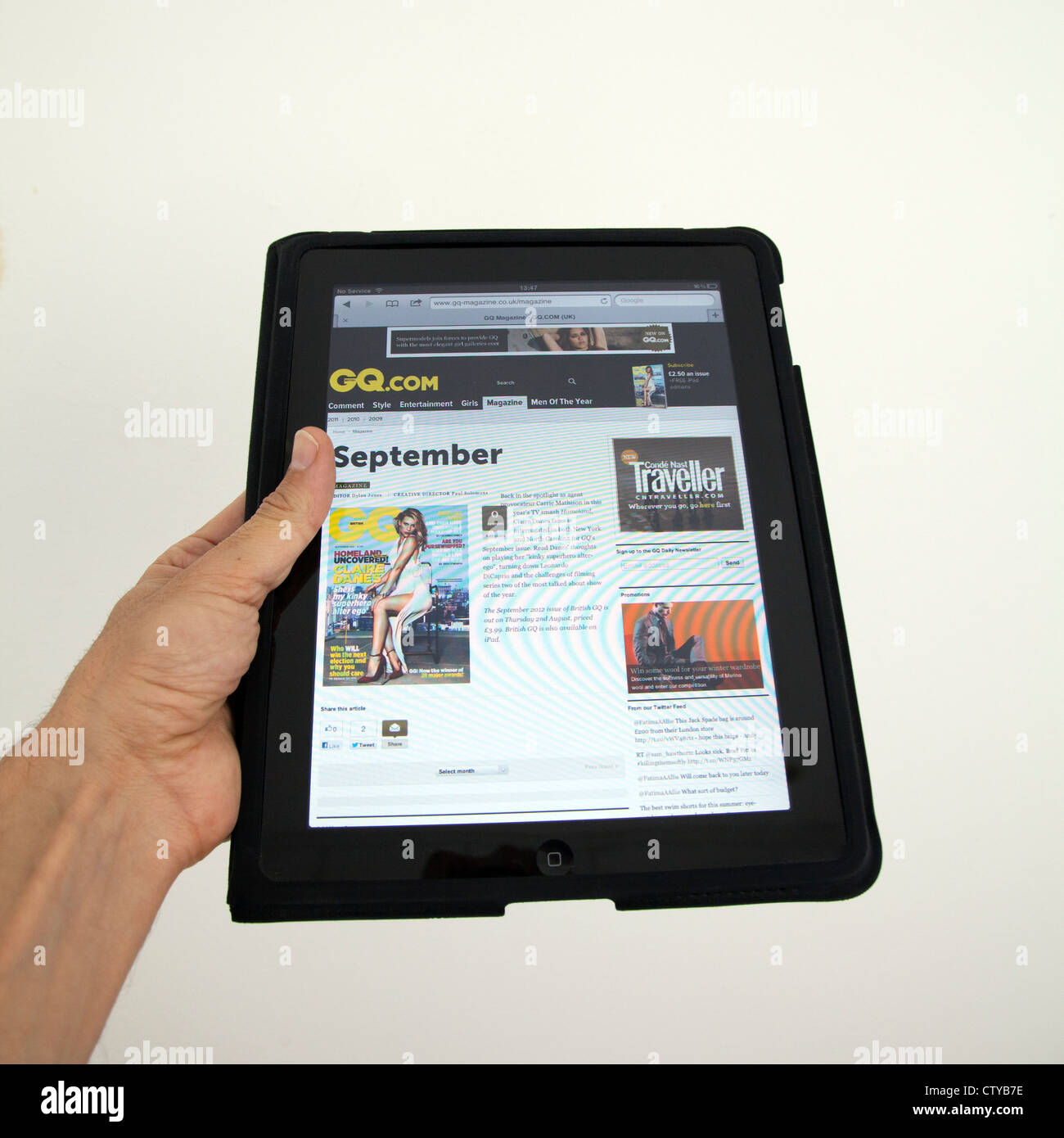 GQ-Seite im Web gesehen auf dem iPad Stockfoto