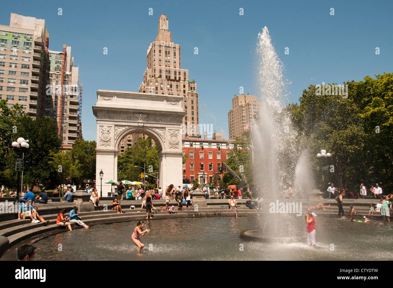 Washington Square Park West Village (Greenwich) Manhattan New York Vereinigte Staaten von Amerika Stockfoto