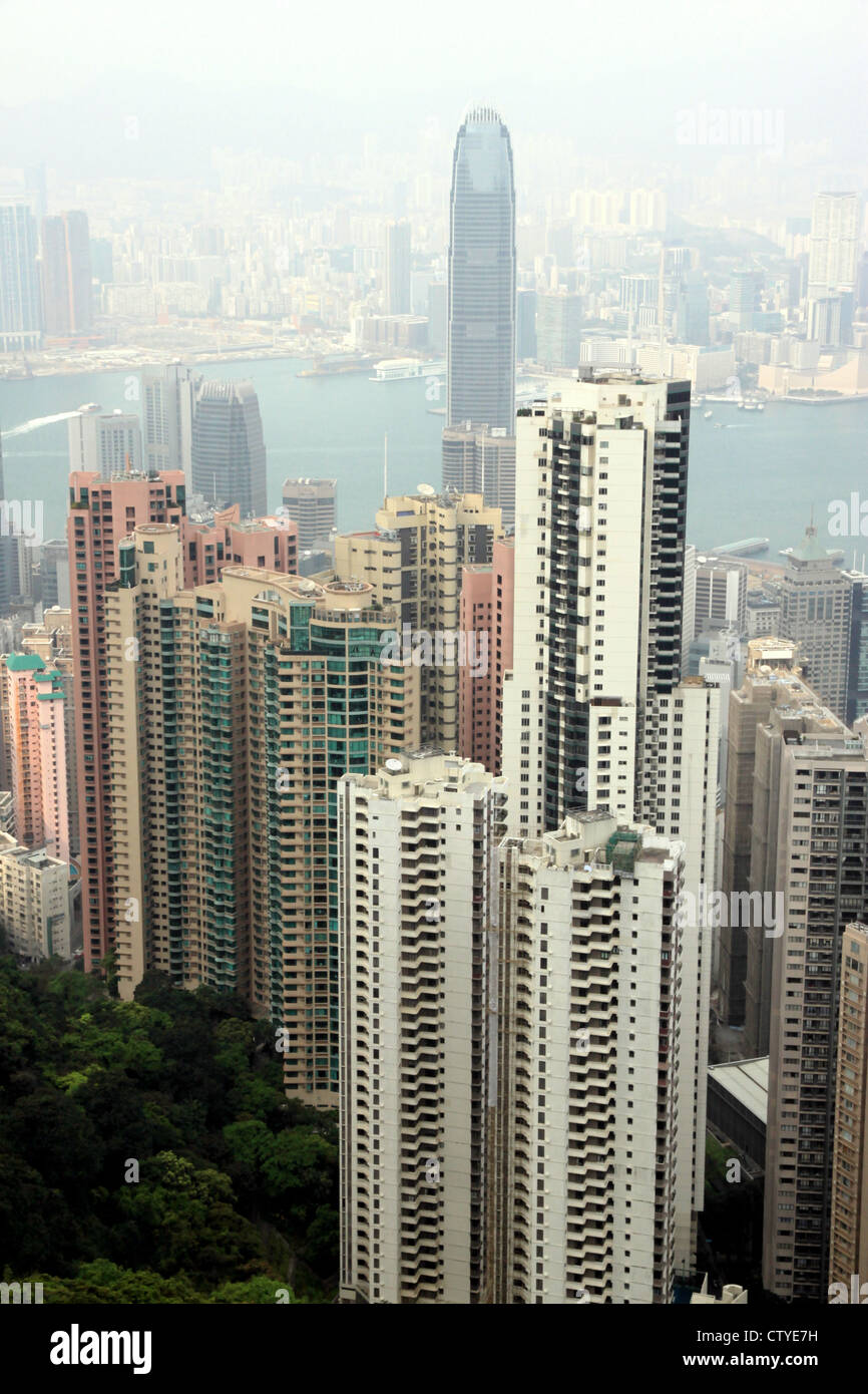 Blick auf Hong Kong vom Victoria Peak Stockfoto