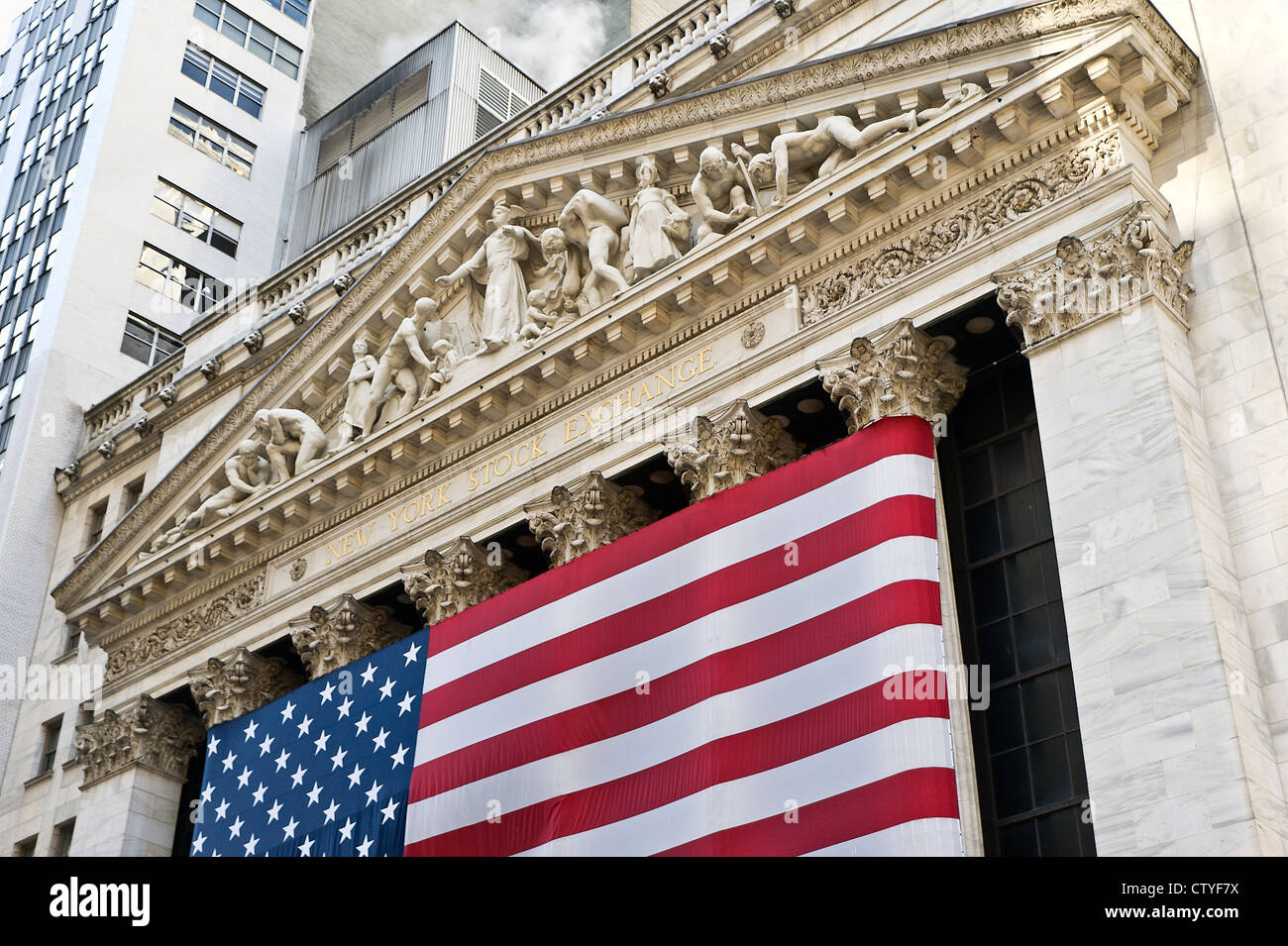 New Yorker Börse Gebäude, Wall Street, New York City, New York Stockfoto