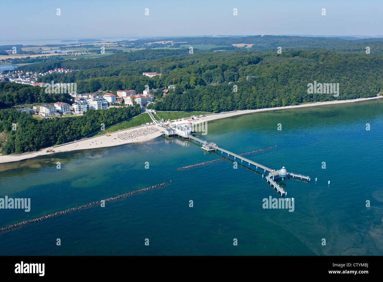 Luftaufnahme der Seebrücke Sellin, Insel Rügen, Ostseeküste, Mecklenburg-West Pomerania, Deutschland Stockfoto