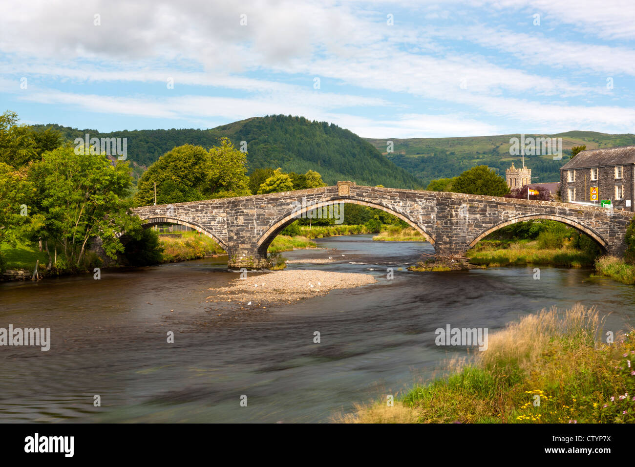 17. Jahrhundert Steinbrücke über den Fluss Conwy bei Romanum, wurde die Brücke im Jahre 1636, angeblich von Inigo Jones gebaut Stockfoto